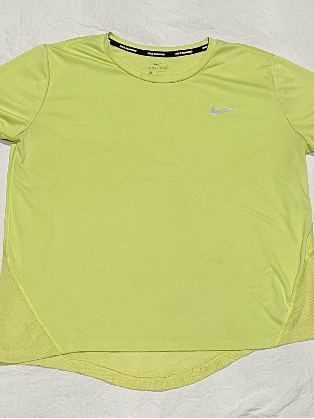 Nike Dri-FIT Yellow-Green Short Sleeve Running Top W/ Mesh Backing